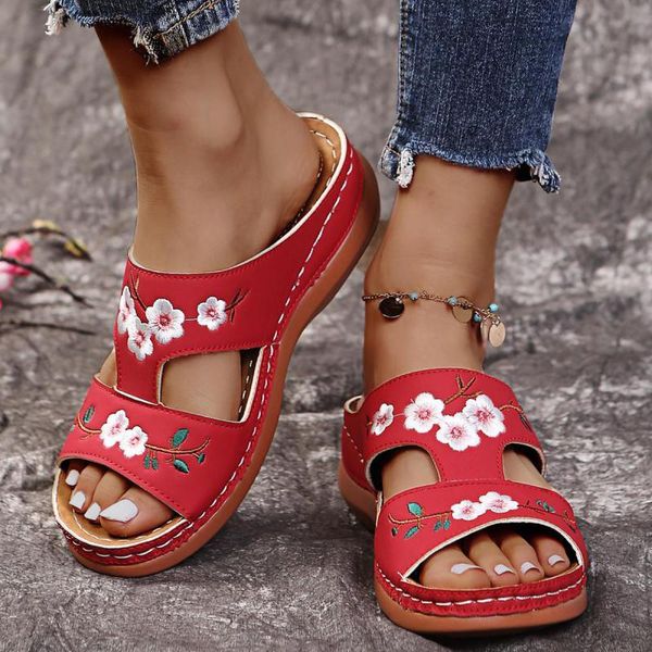 

sandals women 2021 woman slippers flower platform colorful shoes comfortable casual zapatillas casa mujer sapatos femininos, Black