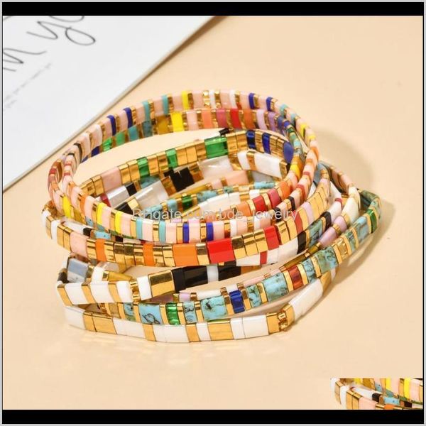 Charm Jewelry5pcs/lots willekeurige sets gemengde kleurrijke Tila kralen armbanden voor vrouwen Miyuki armband regenboog cadeau Boho zomer Pulseras Mujer Drop