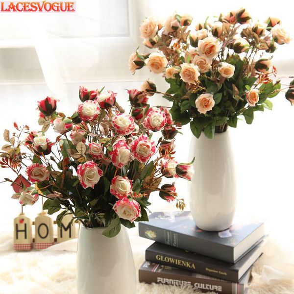 

Artificial Flowers Rose Bouquet Garden Decoration Fake Flower Home Furnishings Wedding 8PCS Decorative & Wreaths
