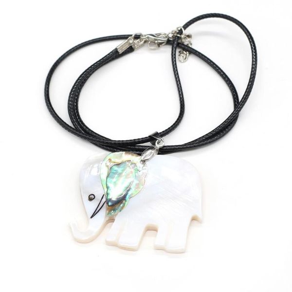

pendant necklaces natural shell necklace carved lifelike lovely elephant shape for feminine charm jewelry size 40x45 mm, Silver
