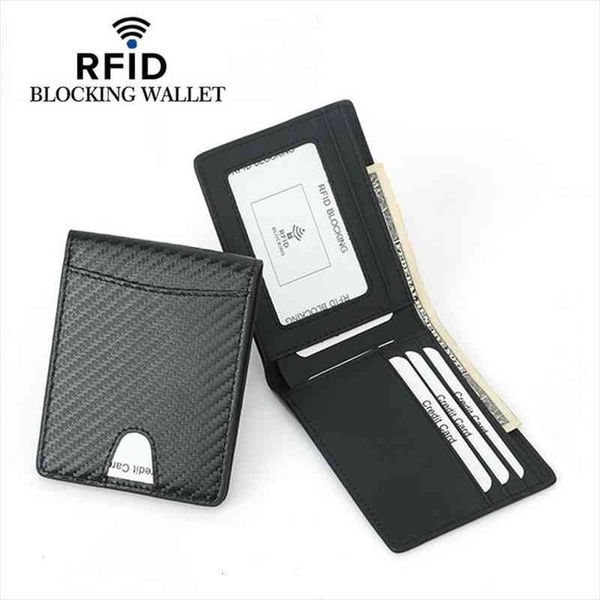

carbon fiber slim credit card holder thin rfid wallets pu leather driver license cover for men wallet, Red;black