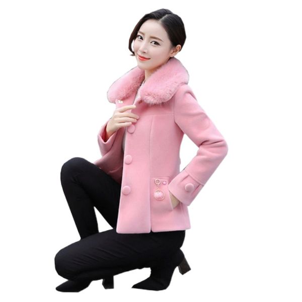 

women's faux mink woolen coat female thicken autumn winter wool jacket mom short overcoat femme fashion, Black