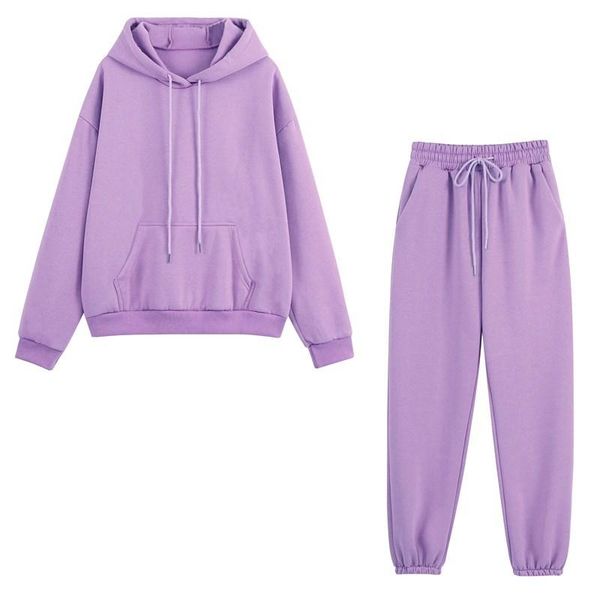 

women's two piece pants autumn women hoodies tracksuits fashion fleece hooded sweatshirt pieces set casual long sleeve solid hoodie spo, White
