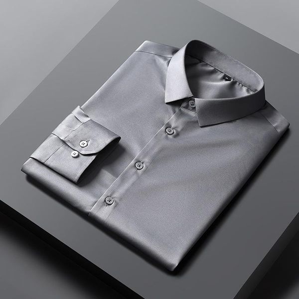

men's dress shirts business shirt pure color ironing anti-wrinkle korean-style slim-fit breathable stretch formal wear, White;black