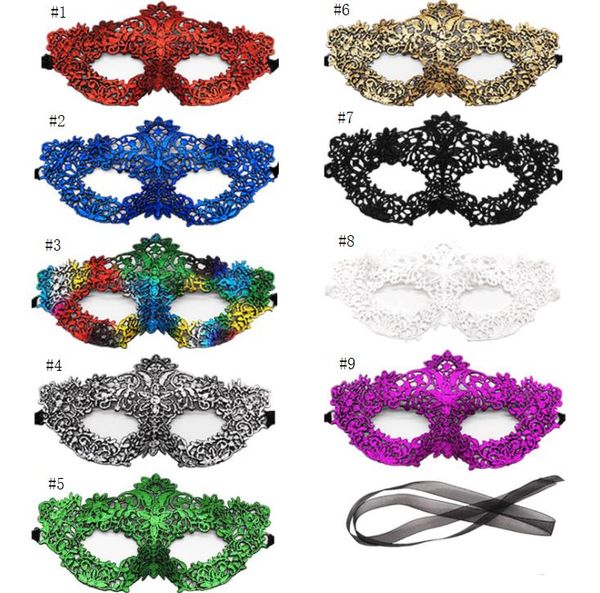 Lace sexy máscara mulheres olho face-máscara masquerade máscaras decorações halloween festa-máscaras multi cor sn5885