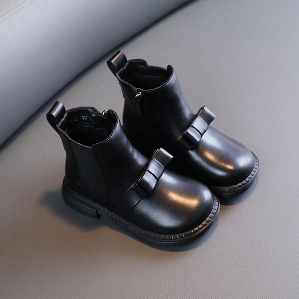 

winter for children boots bow shoes black girls ankle short elegant princess toddler fashion kids', Black;grey