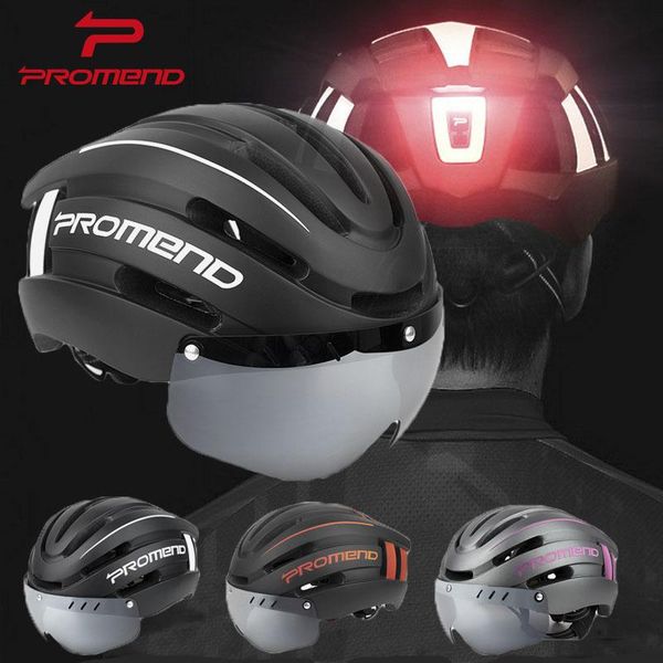 

motorcycle helmets promend bicycle warning light helmet adjustable 9 modes magnetic silver-plated visor mountain riding equipment motocycle