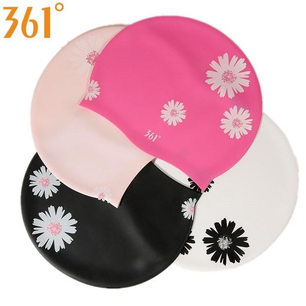 

long hair swimming cap for women print silicon pool waterproof ear protection female rubber swim hat caps