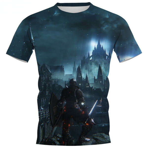 

cloocl game elden ring 3d printed t-shirts mens casual clothes slim short sleeve hip-hop style shirts teens, White;black