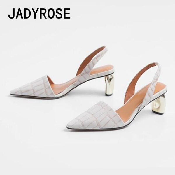 

beige leather women pointed toe pumps slingback 5cm metal high heels summer wedding shoes black office work formal sandals dress