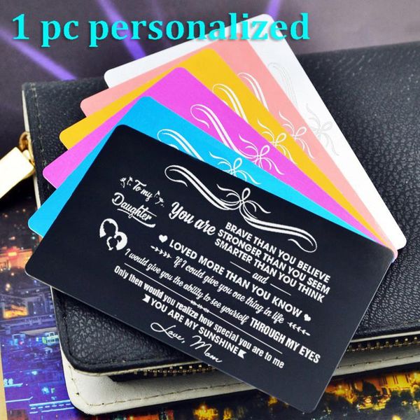 

greeting cards personalized metal wallet card insert custom laser engraved message romantic gift family love kp035