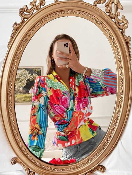 

patchwork print peplum blouse w5yk#, White