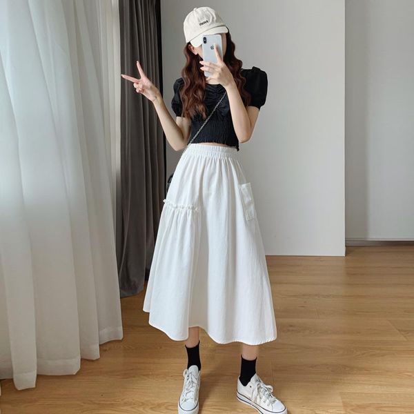 

boutique skirt, versatile semi-long high waist slim character women's personality selling skirts, Black
