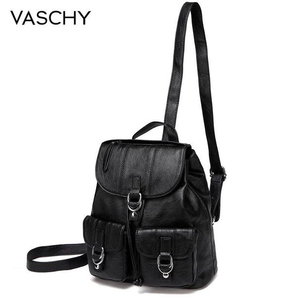 

backpack style vaschy mini leather for women casual soft purse luxury rucksack girls drawstring