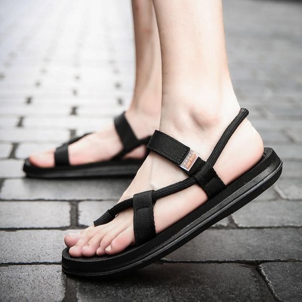 

sandals men's fashion flat beach shoes non-slip flip-flops summer male footwear, Black