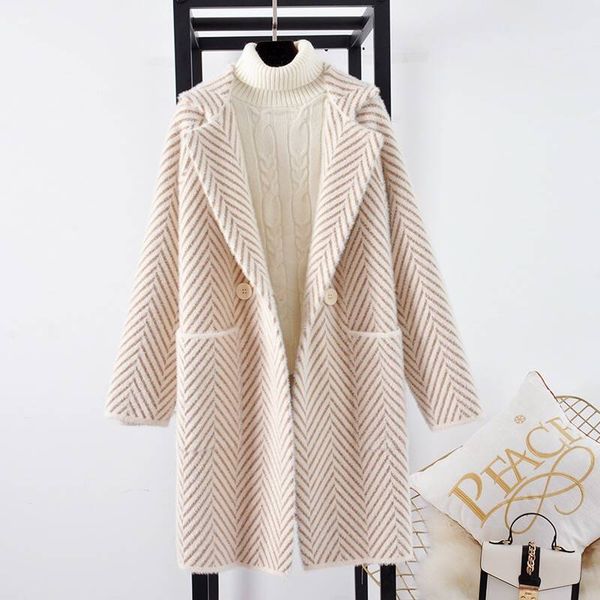 

women's sweaters female thick fake fur coat z149, female jacket mostly warm turtleneck turned mfld, White;black