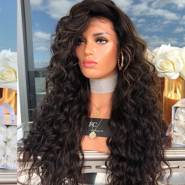 Destaque Wig Full Laces Human Hair Wigs for Women Brazilian saltitante Curly HD Lace Frontal Wig 13x4 Ombre colorido pré -arrancado