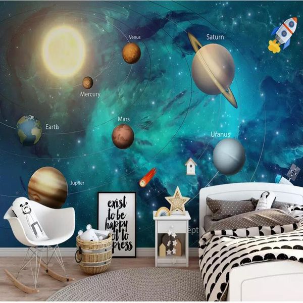 

wallpapers drop custom 3d po wallpaper space universe children's room background wall painting decorative mural