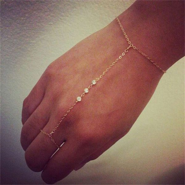 

korean fashion ol versatile three diamond bracelet, Golden;silver