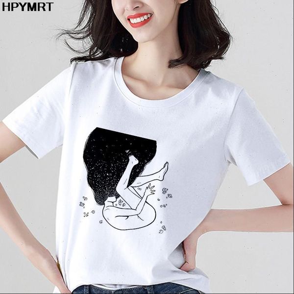 

womens t shirt hipster women starry sky and girl harajuku fashion tshirt fit all season white female clothing