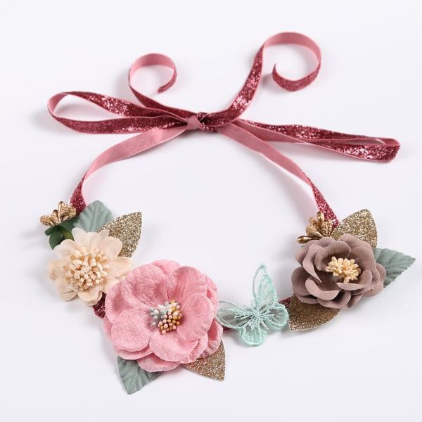 

hair accessories floral scrunchies for girls elastic band ribbon cute flower baby girl headband born kids headwear toddler, Slivery;white
