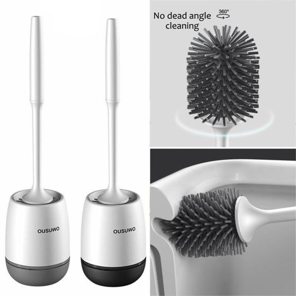 

brush bathroom accessories bristle practical rubber base head long holder silicone flex cleaning tool toilet bath accessory set