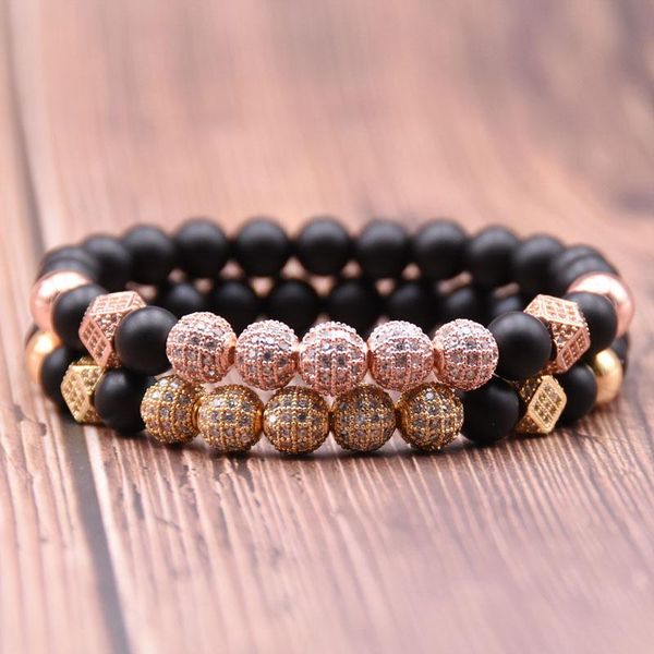

beaded, strands cz ball bar prom bracelet charm pulsera men's jewelry stone pulseira masculina women's bileklik pulseras handmade, Black