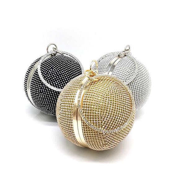 

luxury women evening party bag bridal wedding purses diamonds designer round ball messenger fashion crystal shoulder bags