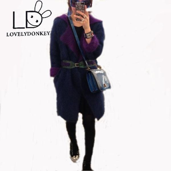 

women's knits & tees 2021 kintted genuine mink sweater double layer velvet trench long cashmere coat m86, White