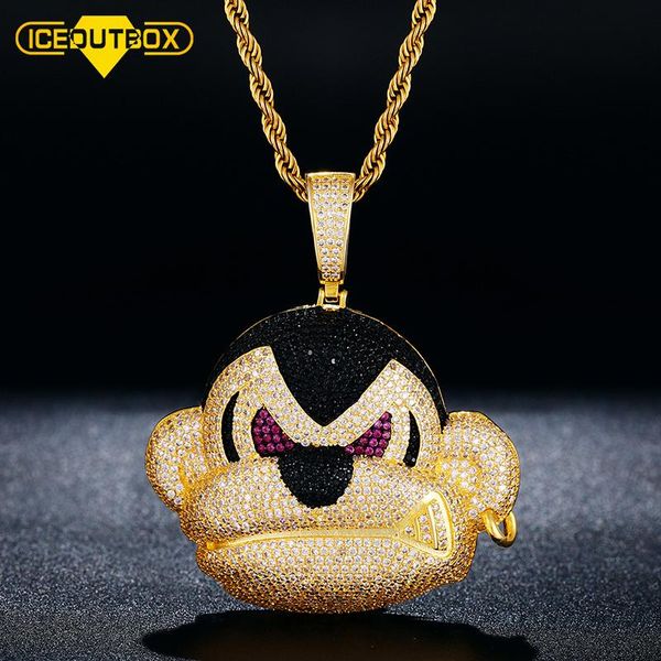 

chains iceoutbox claw setting gorilla orangutan animal pendant bling iced out hip hop rapper jewelry gilded necklace drop, Silver
