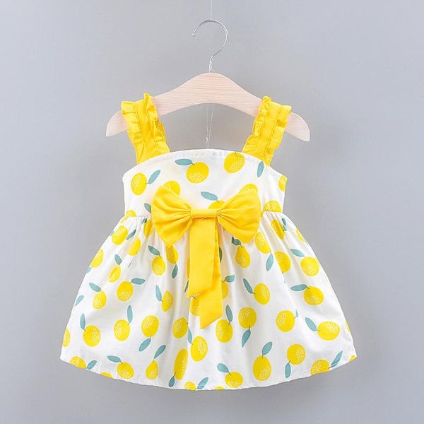 

girl's dresses cute toddler princess dress kid baby girl fruits printed bow party clothing wedding christening, Red;yellow