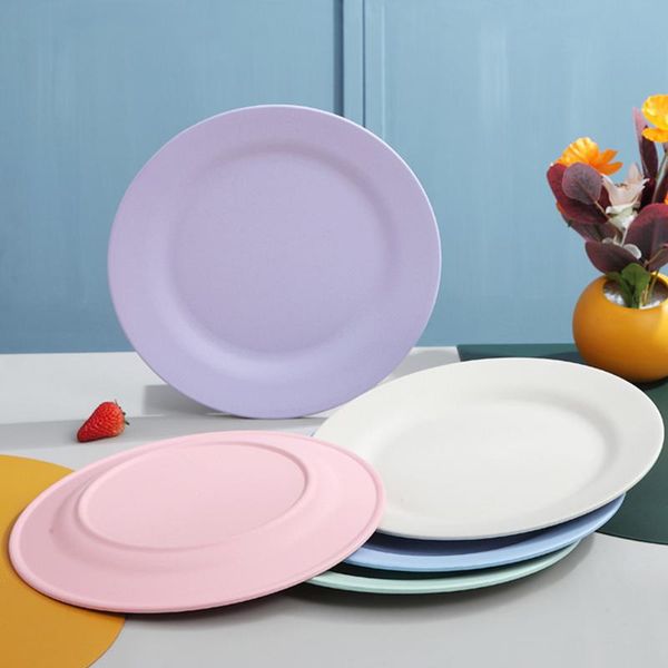

dishes & plates 25cm dinnerware wheat straw unbreakable lightweight dinner reusable plastic plate set