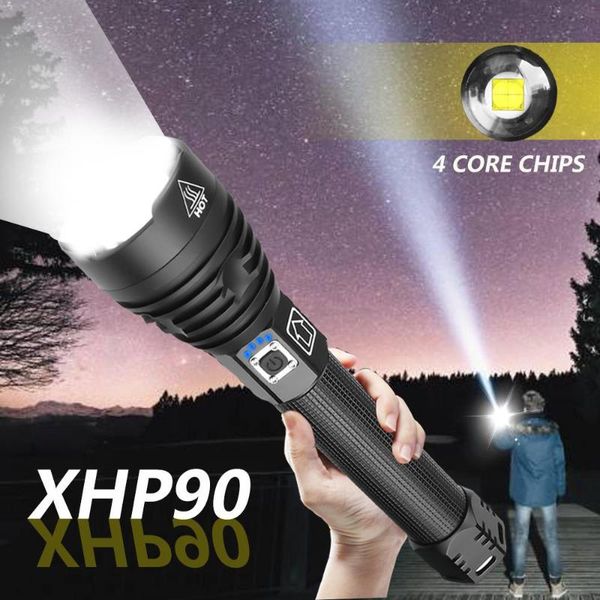 

super bright 160000lm xhp90 led xlamp zoom torch xhp70 usb rechargeable waterproof lamp use 18650 26650 for camping flashlights t torches