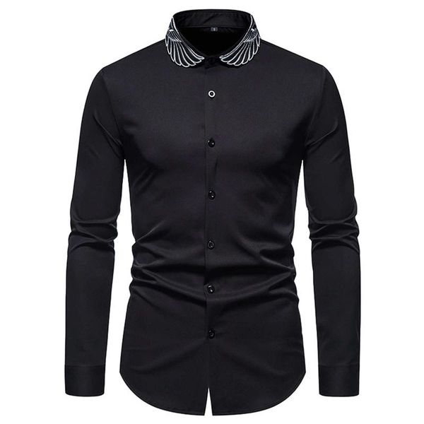 

men's casual shirts 2021 fashion mens shirt autumn and winter long sleeve slim lapel button men streetwear camisas de hombre, White;black
