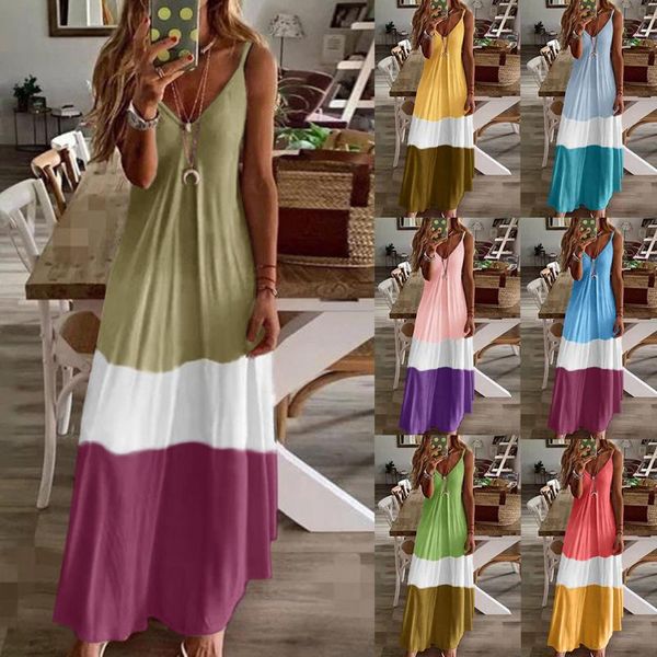 

@ womens tie-dye pullover maxi dress boho sundress ladies backless loose long slip casual summer holiday beach dresses, Black;gray