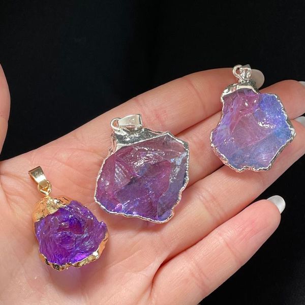 

decorative objects & figurines natural amethyst crystal quartz pendant necklace healing stone reiki craft