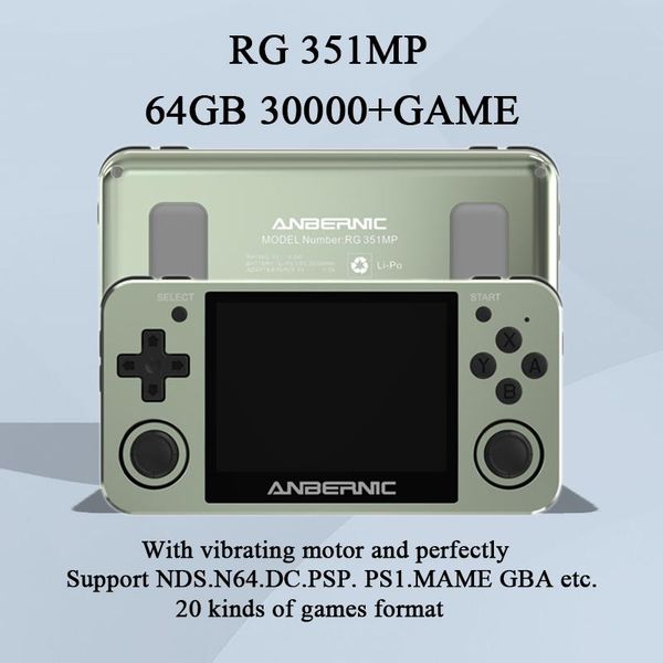 

portable game players powkiddy anbernic rg351mp retro video console handheld player 64g install 30000 games gaming consoles for ps1