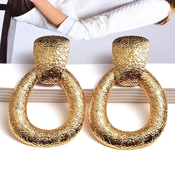 

dangle & chandelier punk big gold metal round drop earrings for women vintage geometric jewelry maxi statement accessories, Silver
