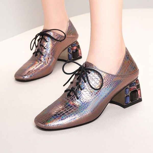 

dress shoes 2021 fashion women genuine leather square toe thick heels luxury crystal woman wedding party pumps big size, Black