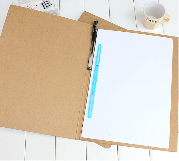 

business card files kraft folder hard file paper clip a4 2 holes 235x315x10mm 5-pack