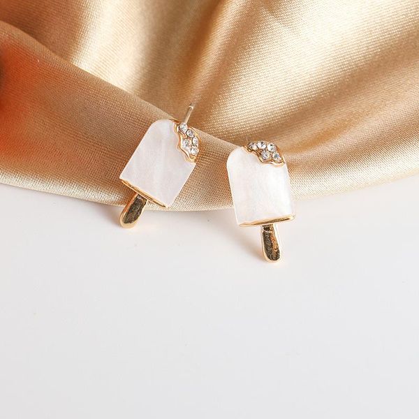 

stud fashion cool cream ear women's elegant small simple earrings french high-grade, Golden;silver