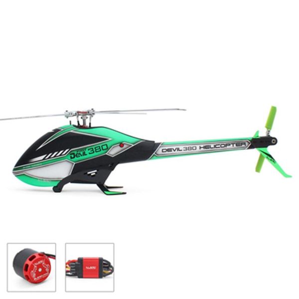 

devil 380 fast fbl 6ch 3d red/yellow/green flying rc helicopter kit with platinum - 60a v4 esc/3120-pro 1000kv motor drones
