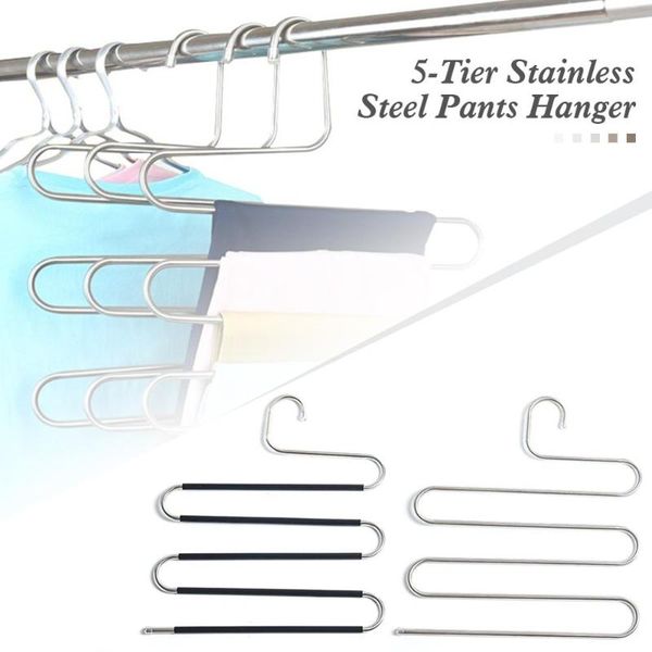 

hangers & racks 2pcs pants hanger 5-tier s-shaped stainelss steel rack closet space saving organizer
