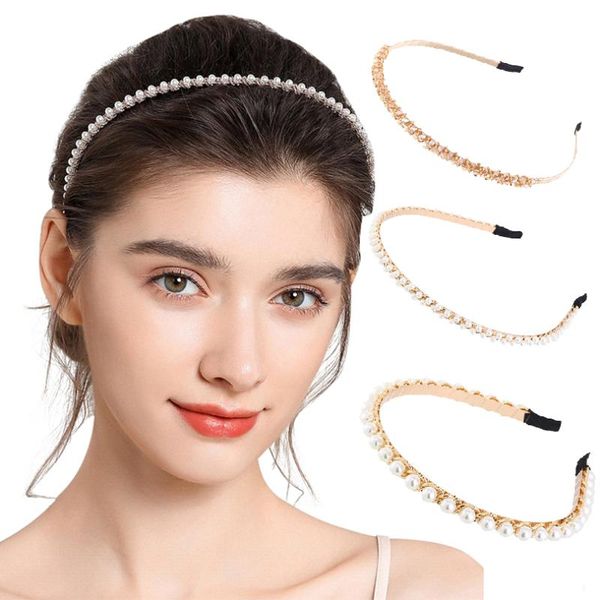 

big pearl hairbands elastic rhinestone women bow hair hoops head bands girls accessories fashion headband jewelry