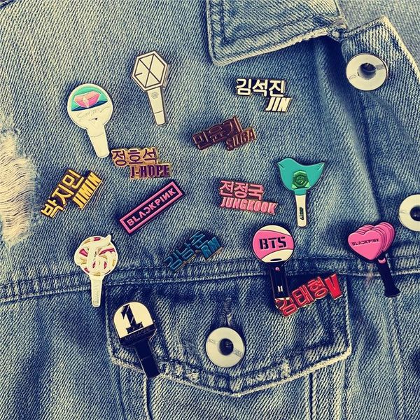 

pins, brooches fashion kpop brooch korean star groups pins bangtan boys bp got7 twice wanna one badge backpack lapel for lady kid gift, Gray