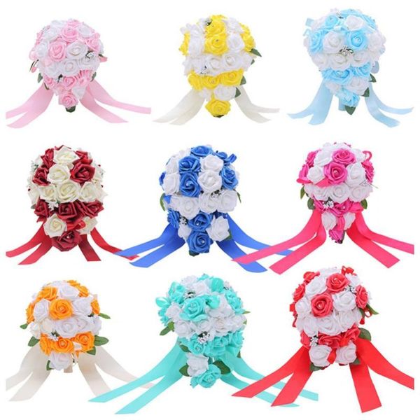 

decorative flowers & wreaths s 1bouquet rhinestone artificial rose flower garden wedding stage party decor