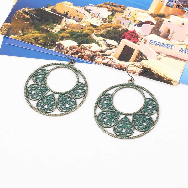 

earring personalized ancient bronze simple round antique earrings, Golden