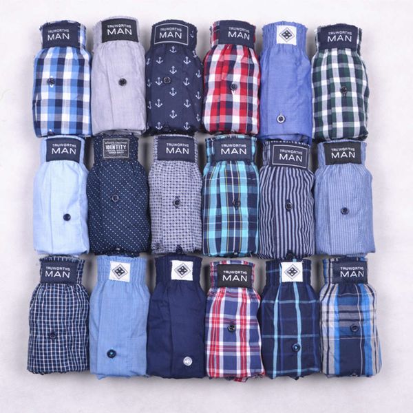 

men's aro pants home shorts yarn dyed printing underwear polyester cotton mixed color, Black;white