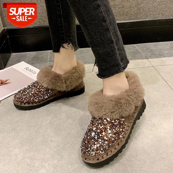 

Plush Warm Snow Boots 2019 Winter Women Sequins Rabbit hair Snow Boots Thicken Cotton Bling Non-slip Cotton Shoes #lM6s