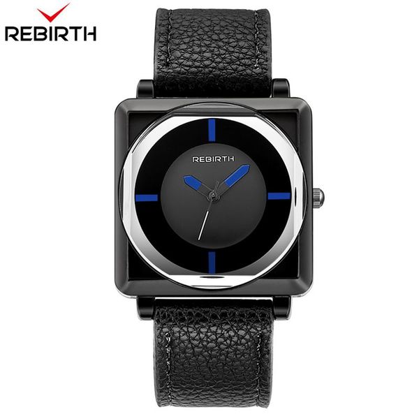 

wristwatches rebirth ladies simple anlaog watches square women wrist watch casual leather strap waterproof quartz wristwatch montre femme, Slivery;brown